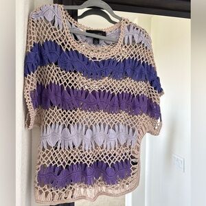 Colleen Lopez Lavender and Beige Crochet Top